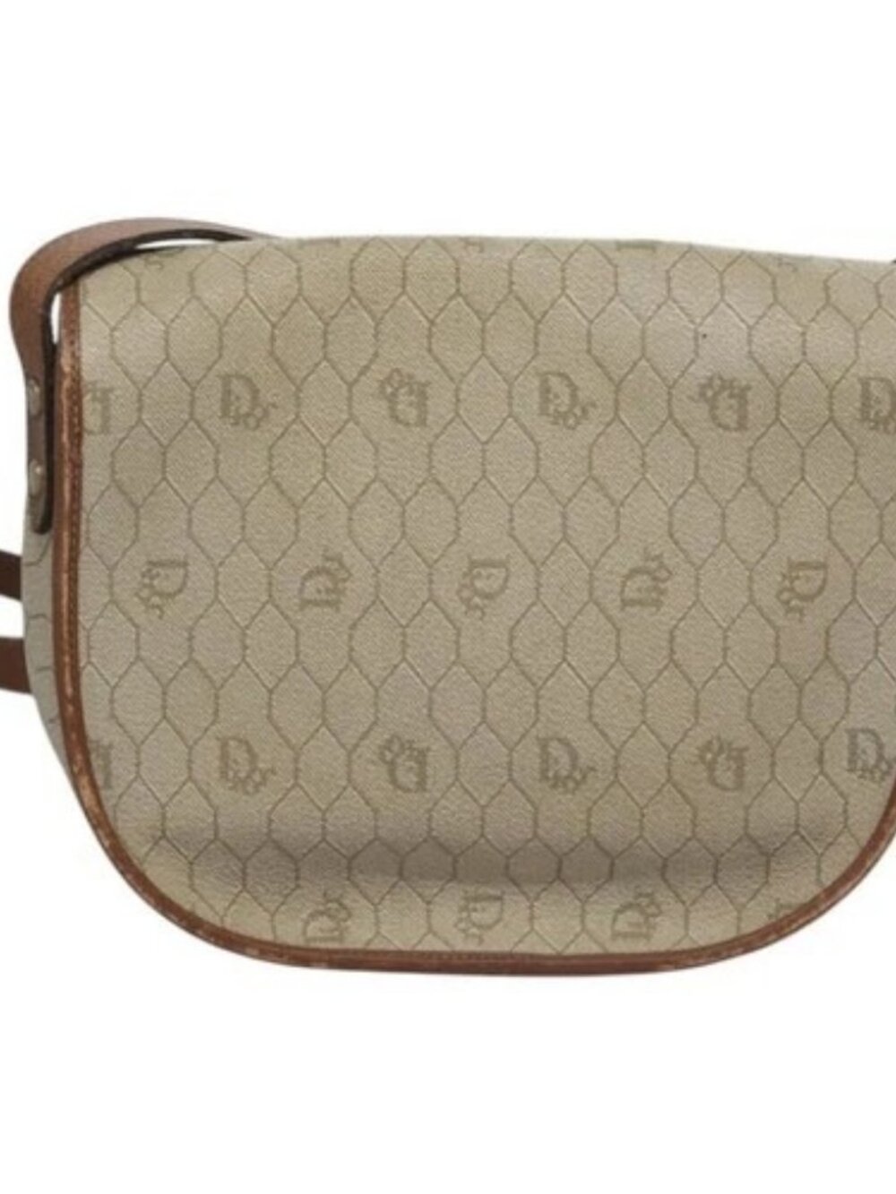 Christian Dior Honeycomb Canvas Shoulder Bag PVC Leather Beige Auth bs23056 - Picture 2 of 15